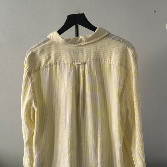 Polo Ralph Lauren Yellow & White Striped Linen Button-Up Shirt – Size M - Picture 5 of 7